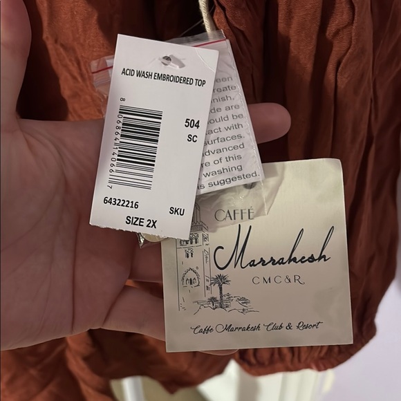 Caffè Marrakesh CMC&R Rust Button-Up Shirt embroidered fall leaves - Picture 2 of 7